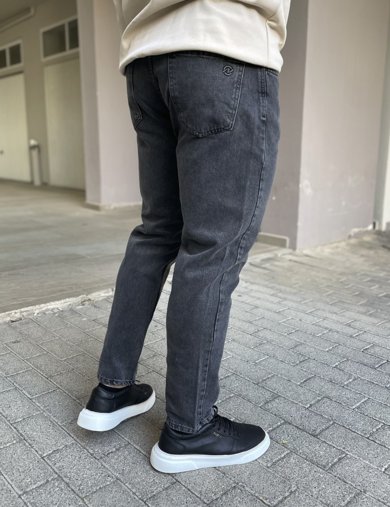 Ανδρικό μαύρο σταθερό Loose Jean πεντάτσεπο με φερμουάρ 2023 φωτογραφία